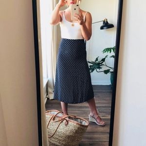 Liz Claiborne White Polka Dot Black Midi Skirt, size 2P